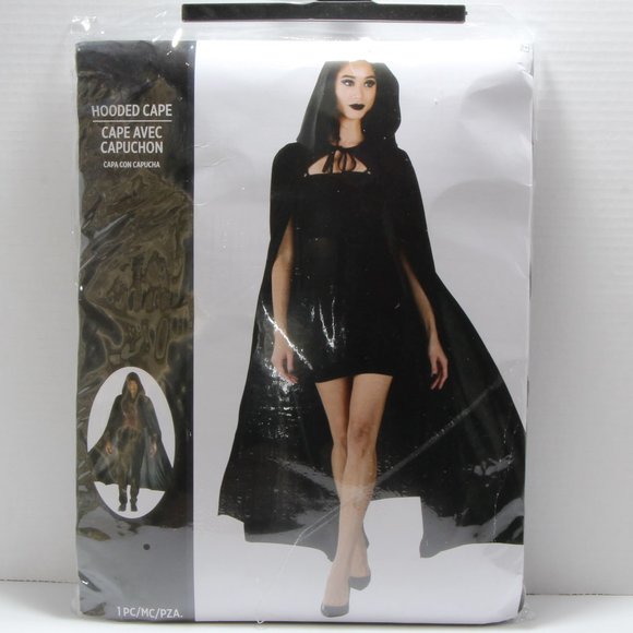 Party City Unisex Black Hooded Cape OS - Picture 1 of 2